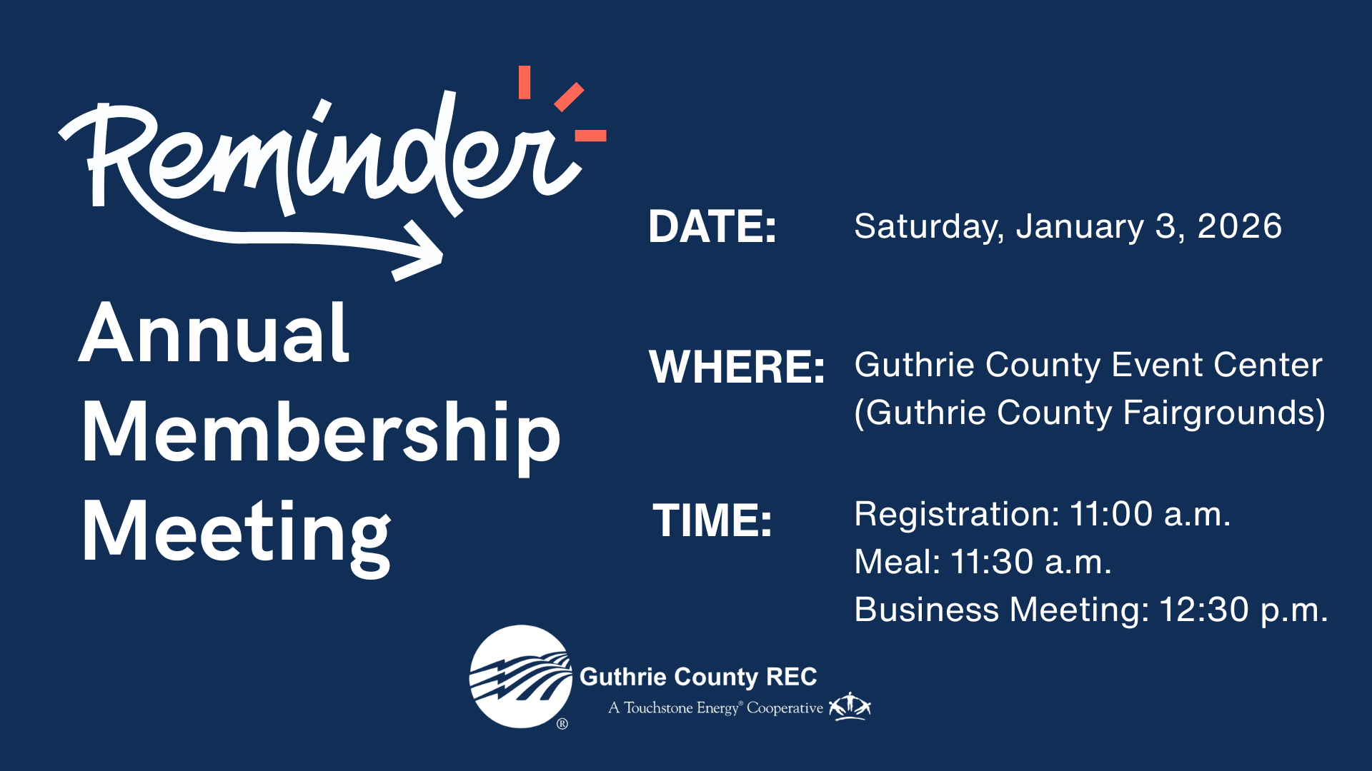 Reminder of upcoming annual meeting