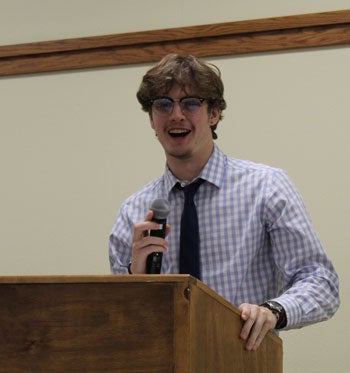 Lucas Obert at podium